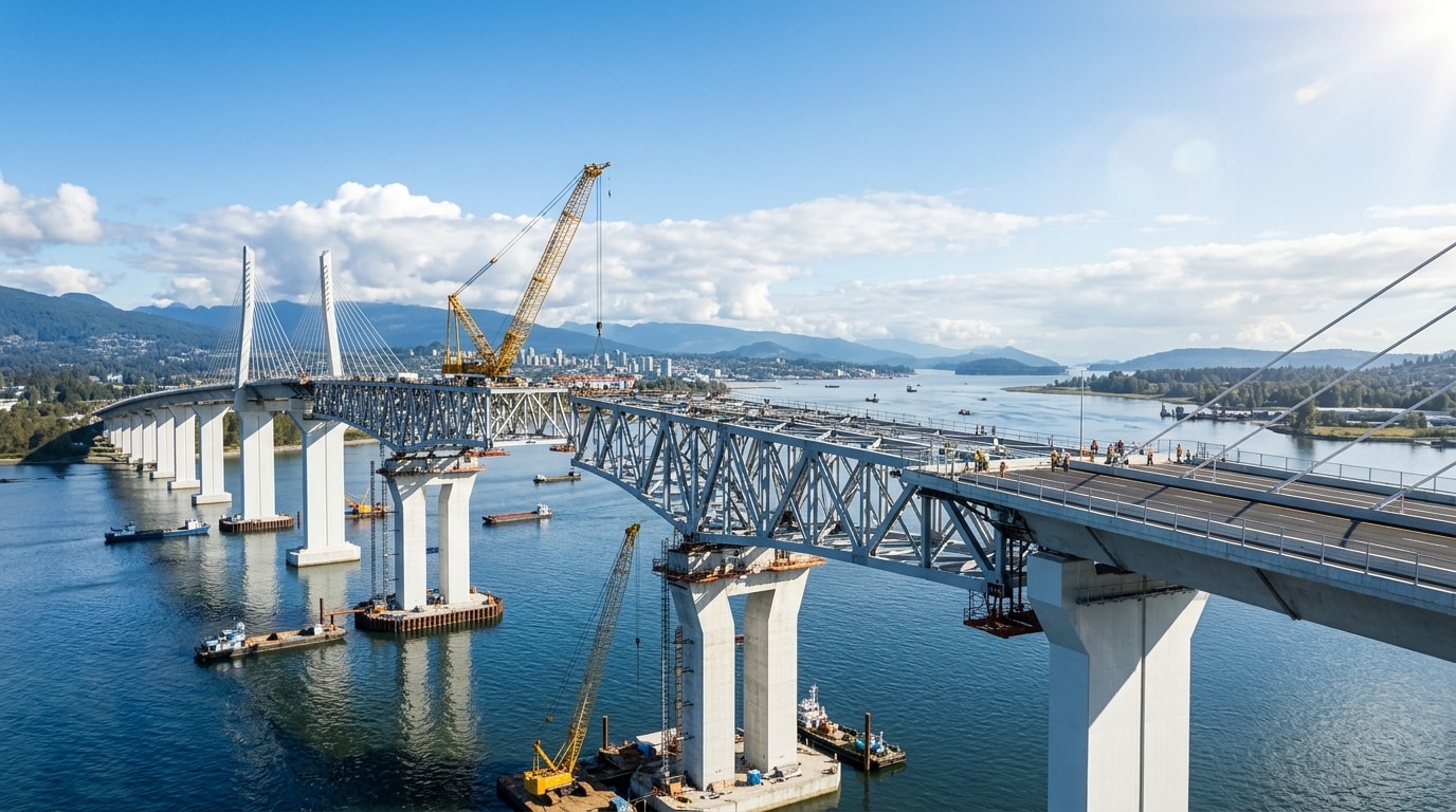 Civil engineering and bridge infrastructure in daylight
